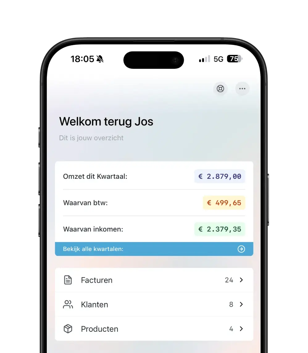Factuurtje mobiele app voorbeeld
